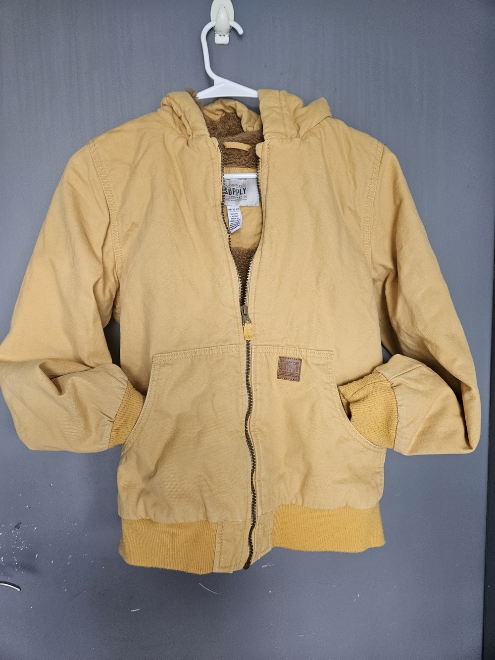 Kids Hooded Zip Jacket in Mustard Yellow S 10/12
